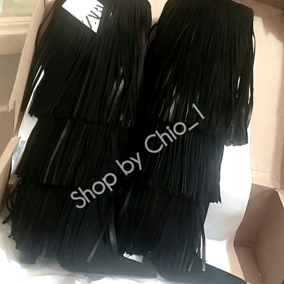 Zara FRINGED HEELED LEATHER KNEE HIGH BOOTS bloggers favorite - Picture 12 of 12